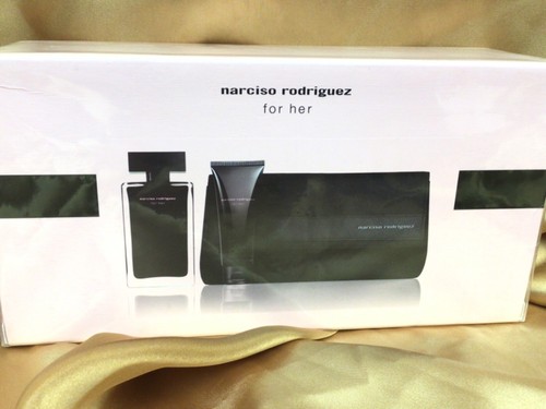 Narciso Rodriguez For Her 100ml. 3.3oz. Eau De Toilette Spray 3 Piece Gift Set!!