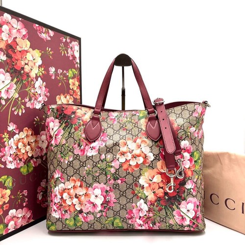 Gucci Blooms Flora GG Supreme 2way Shoulder Tote Bag PVC Leather with Box JAPAN
