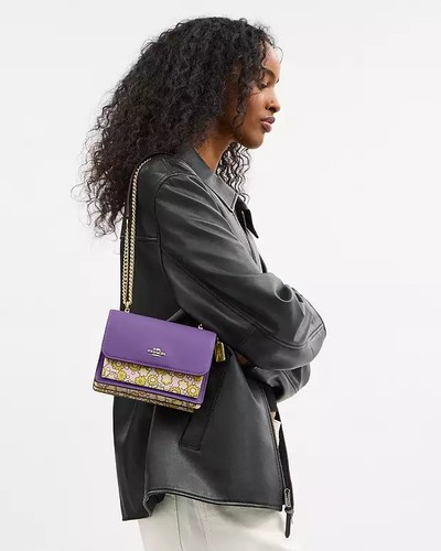 RARA borsa Coach Mini Klare in pelle tela a tracolla in blocco di colore stampa floreale