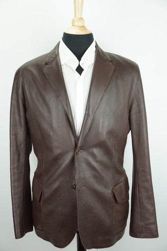 Giacca Fodera Bottega Veneta Marrone Morbida Pelle Seta Cotone Taglia 54 Made Italy