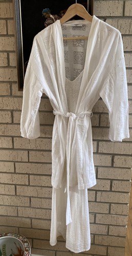 Valentino Intimo Vintage White FloralNightgown Wedding Robe Women Size S M