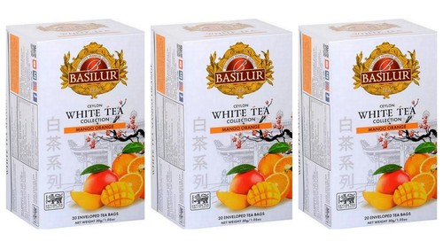 3 x Basilir tè bianco MANGO ARANCIO   3 x 20 bustine di tè avvolte 30 g   1 05 oz