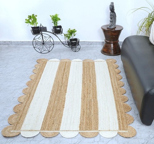 Rug Jute Carpet Square 100% Natural Jute Hand Braided Carpet Farmhouse Jute Mat