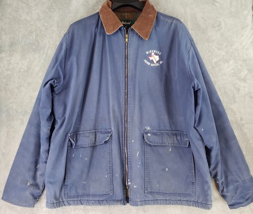 RETROFÊTE Giacca Dunbrooke Da Uomo Extra Large Blu Effetti da Lavoro Indossata Cappotto Vintage