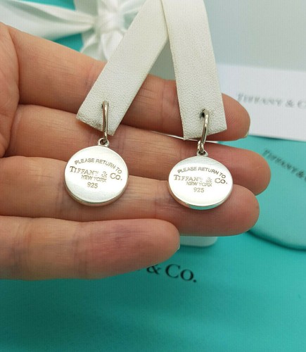 Ritorno a Tiffany & Co. RARISSIMI orecchini pendenti a goccia a disco tondo in argento