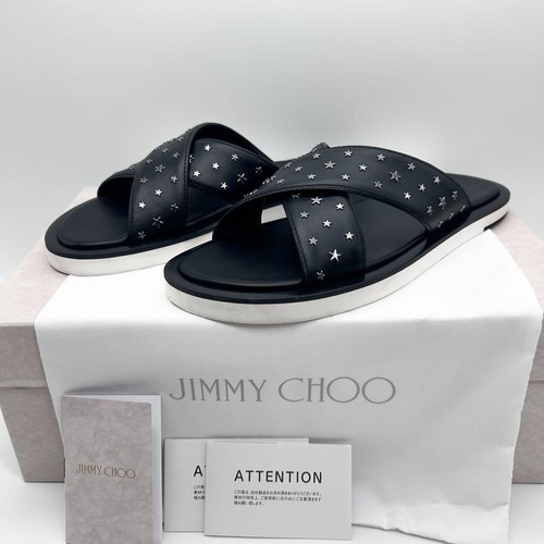 Jimmy Choo US7 PALMO Sandali in pelle con borchie a stella neri 37 24 cm
