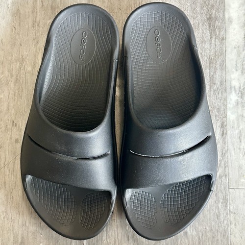 Oofos Ooahh Men's 8 Women's 10 EU 41 Slides Recovery Slip On Shoes Black Sandals