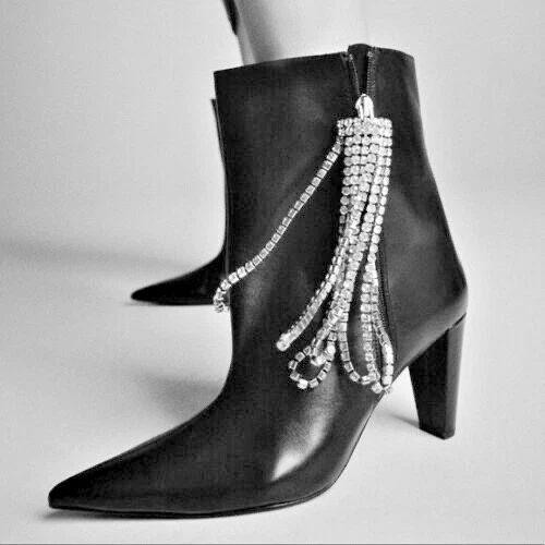 Zara crytal fringe boots booties heels shoes LIMITED EDTION 1145 610 size 10 41