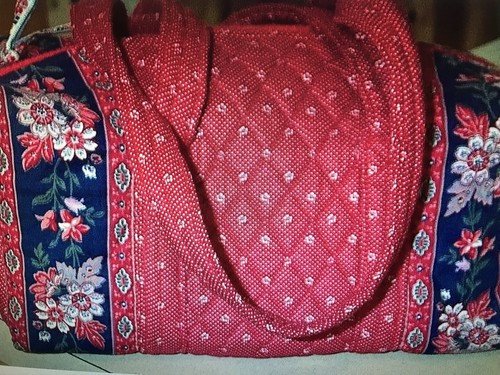 Vera Bradley Rare Red Early Classic Handbag Indiana Tag Bright And Beautiful