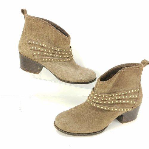 Stivaletti Jessica Simpson pelle scamosciata talpa borchie avvolgenti da donna taglia 8 5