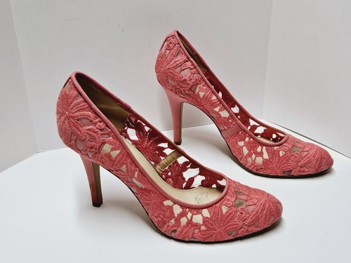 Pompa CORALLO Floreale Ricamata Jessica Simpson TACCO ALTO 4" Blush ROSA Fiore