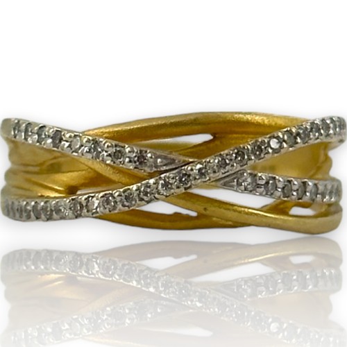 I. REISS Solid 14kt Yellow Gold Gallery Matte Finish Arch Tube Ring Size 7.5