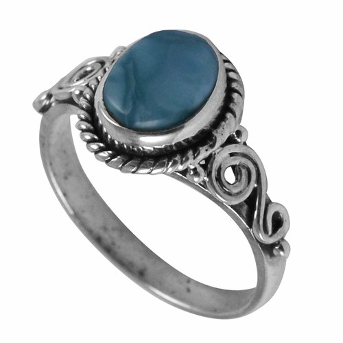 Larimar Solid 925 Sterling Silver Ring Jewelry Size 6.25 AR 8343