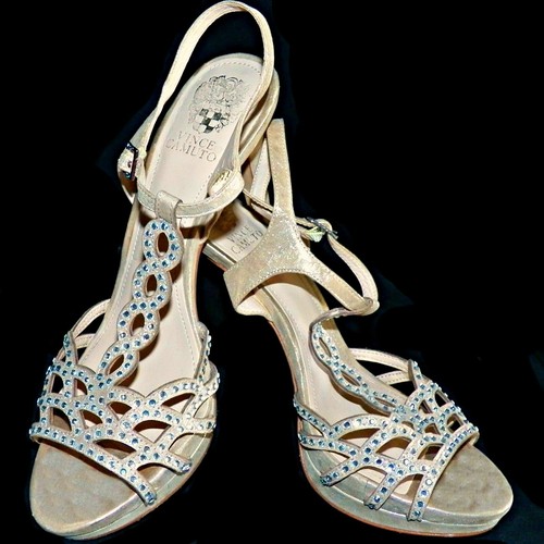 Vince Camuto Cristiana Plateau Cristallo Strass Smalto 02 Oro Sandali 9 1 2 M