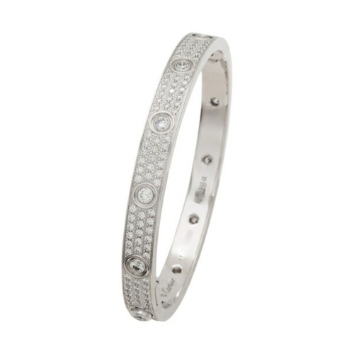Cartier Love Pave Diamond 18k White G Bracelet U YUKI 0