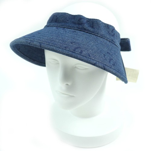 discount! Chanel Vintage 02P Cotton 100 Coco Denim Sun Visor Indigo Made In Fran