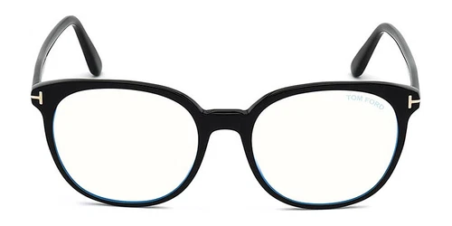 Tom Ford FT5671 F B Eyeglasses Shiny Black Blue Round 55mm New 100% Authentic