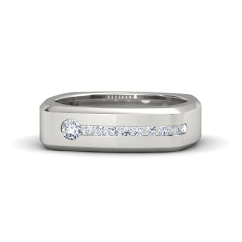0.50 Ct IGL Certified Diamond Wedding Men's Band Solid 14K White Gold Size 13 14