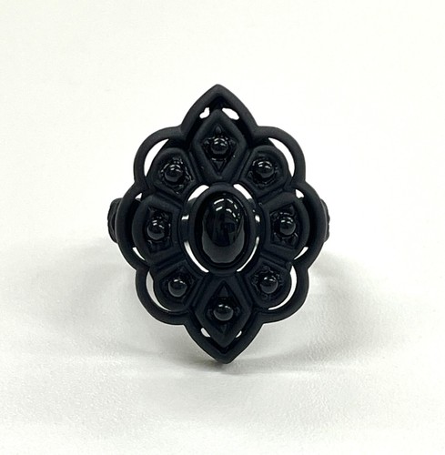 GUCCI Michele Era Stone Faux Pearl Flower Ring Size 10 US 5.5 Black As is