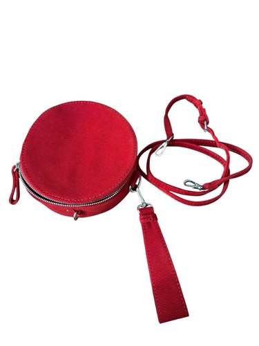ZARA Mini Borsa a Tracolla TONDA Rosso Scuro VELLUTO Manico Superiore Borsa a Mano