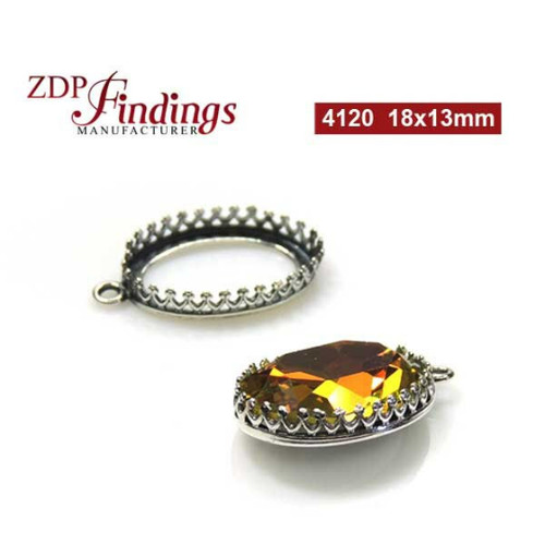 ZDP USA (4pcs ) 18x13mm Quality Sterling Silver Bezel Cup Fit Swarovski 4120