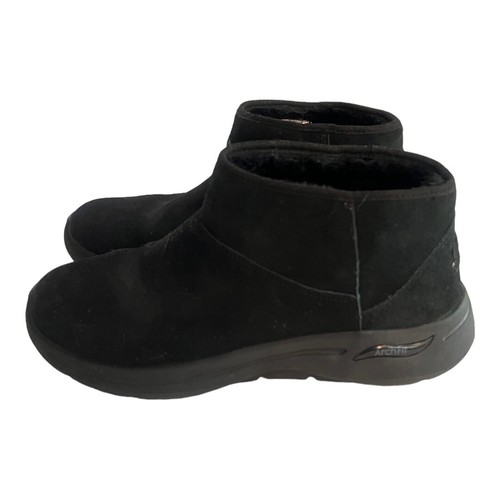 SKECHERS ARCH FIT Skechers Go Walk Ankle Boot Women's Size 10 Black Suede Arch Fit Cute N Cozy