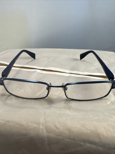 Prada VPS 50B 51 17 ACC 101 140 Blue Eye Glasses Frames Only Metal Red Logo