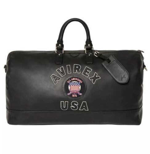 BOYY Handmade AVIREX Full Black Duffle Leather Bag Genuine Leather Travel BAG