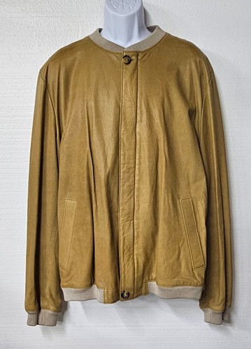 SAINT LAURENT (YSL) Giacca Bomber Yves Saint Laurent Cerniera Pelle Colore Beige taglia 64 Made in Italy