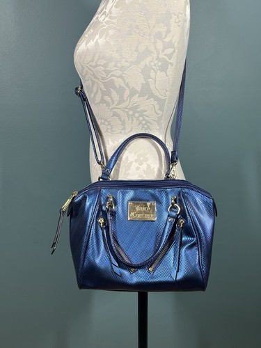 Borsa Juicy Couture blu metallizzato iridescente fodera rosa Y2K