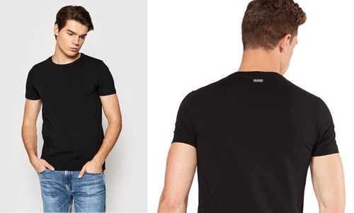 New HUGO BOSS mens black crew round neck cotton jeans suit stretch t shirt XXL