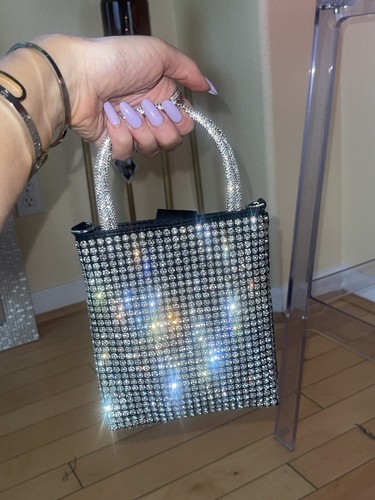 ZARA Designer Inspo Luxury Crystal Rhinestone Clutch Mini Bag Crossbody Purse w Chain