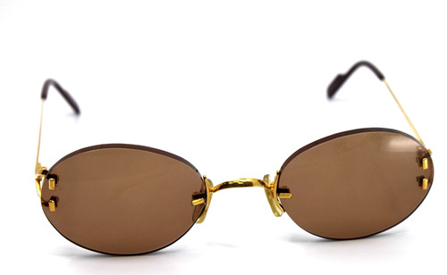CARTIER GLASSES Cartier Sunglasses Scala G Rimless Brown Lens France Unisex Vintage