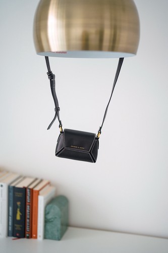 Charles & Keith Women Narsin Geometric Mini Bag in Black