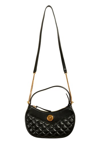Borsa a tracolla Versace donna "Mezza Luna" pelle oro medusa trapuntata borsetta