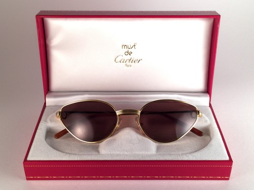 CARTIER GLASSES VINTAGE CARTIER RIVOLI 54MM G BROWN LENSES SUNGLASSES FRANCE 18K
