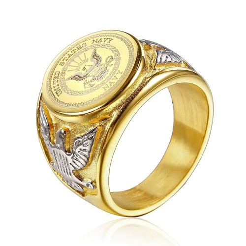 Men USMC Ring Jewelry Air Force Navy Gold Tone Army Rings Gift