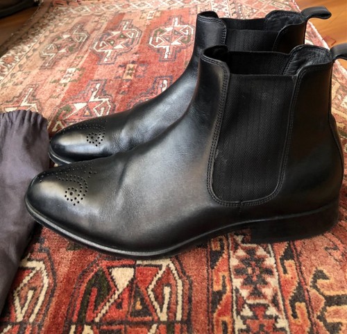 ECCO Vitrus Mondial Chelsea WingTip Boots Men's sz 43 (US 9 9.5) Black Leather