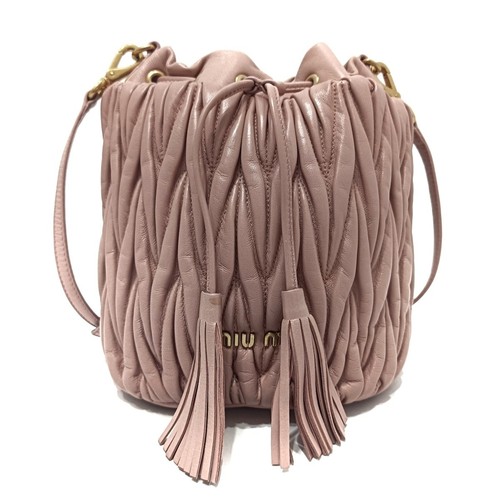 MIU MIU Auth miumiu Matelasse 5BE014 Light Pink Leather   Shoulder Bag