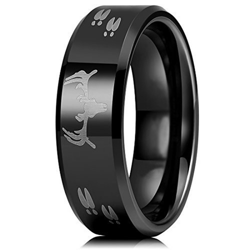 Ebay Wedding Ring Men 8mm Black Hunter Antler Deer Hunting Tungsten Wedding Band