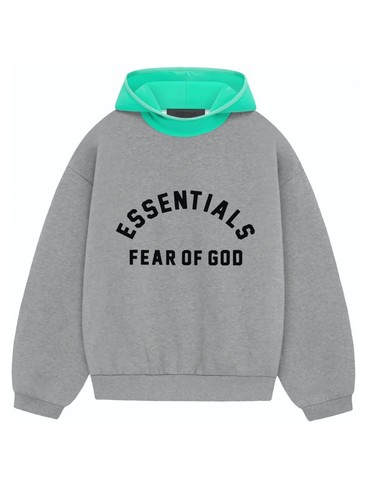 Felpa con cappuccio in pile di nylon Fear of God Essentials scura farina d'avena nuova di zecca nuova 2 XLARGE
