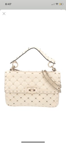 Borsa Valentino Garavani media splendida colore crema pelle morbida Rockstud Spike