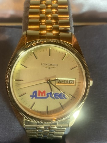VINTAGE LONGINES DAY DATE MEN'S GOL WATCH SWISS QUARTZ 0114 NEW BOX & PAPERS