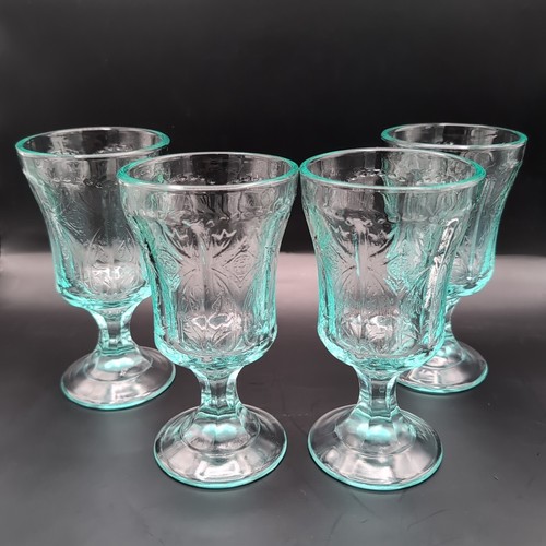 Indiana Glass Teal Aqua Madrid Recollection Set of 4