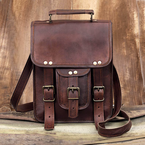 RIMOWA Handmade Goat Leather Bag Genuine Brown Shoulder Vintage Satchel