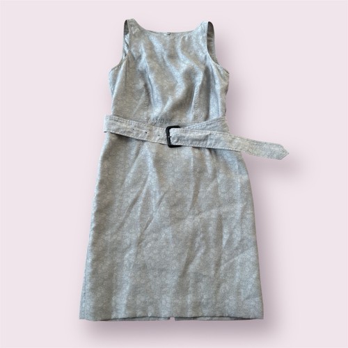 Abito tubino donna Burberry London taglia US4 grigio floreale misto seta lavoro carriera