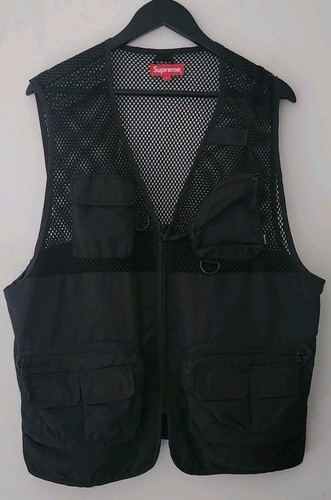 SS18 Supreme Mesh Cargo Vest L Large Black Gilet Ripstop mesh Utility Pockets