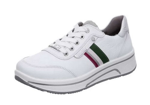 ARA SHOES Ara scarpa bassa SAPPORO bianco argento pelle sneaker scarpa con lacci inserto extra largo