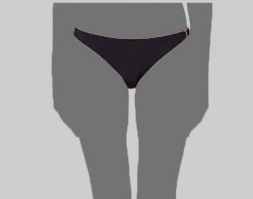 Costume da bagno donna Tory Burch nero Gemini Link hipster bikini slip $270 taglia L