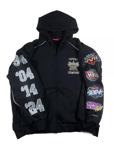 Size XXLarge   Supreme SS25 Playoffs Zip Up Hooded Sweatshirt (Black)